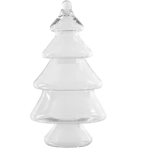 Weihnachtsbaum Deko Glas Tannenbaum H-40 cm zum Selbst Befüllen und Dekorieren - Glasdose Bonboniere Deko Baum DIY Baum Festliche Weihnachtdekoration für Zuhause