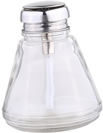 BELLIFFY Dispenser per Alcol da 220ml Corpo in Vetro e Coperchio in Metallo, Pratico e Portatile per Rimozione Trucco e Uso Domestico