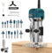 Wood Router Trimmer, Electric Hand Trimmer Wood Router,Woodworking Hand Router with Trimmer Base,Handheld Wood Compact Trim Router, Wood Trimmer Cutting with 15 Pieces 1/4 Router Bits Set