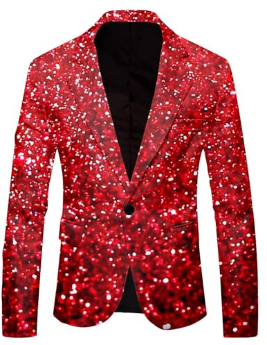 Glitzer Sakko Herren Disco Outfit Pailletten Jacke Blazer Slim Fit Sakko Blazer Festlich Glitzer Sakko Freizeit Weihnachten Glänzende Anzugjacke Glitzer Anzug Festival Outfit Karneval Fasching Kostüm