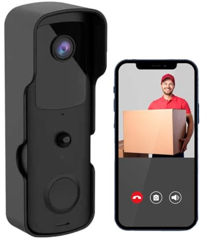 Winnes Campanello senza fili WiFi esterno 1080P IP65 impermeabile con telecamera 155° grandangolo con visione notturna PIR rilevamento di movimento audio bidirezionale per casa, classe, ospedale,