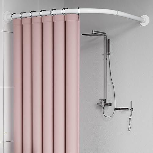 Bastone Tenda Doccia Angolare A Forma Di L, 70 X 70 Cm Asta Per Tenda Da Doccia A Curva Senza Foratura, Senza Supporto Soffitto, 304 Acciaio Inox, Per Bagno E Spogliatoio, Bianco