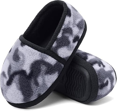 FUPPIA Boys Slippers Non-Slip Kids Slippers Indoor Outdoor Elastic Closed Heel House Shoes for Toddler Little/Big Kids
