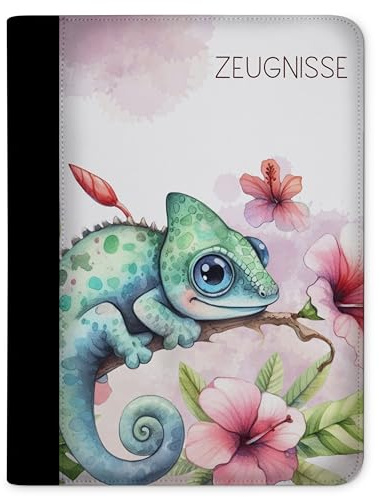 CreaDesign Zeugnismappe A4 für Kinder – Chamälion – Dokumentenmappe mit 10 Klarsichthüllen