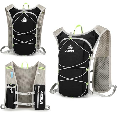 Sahunfri Gilet d'hydratation avec bandes réfléchissantes – Sac à dos de course à pied de grande capacité, réglable et léger pour homme et femme