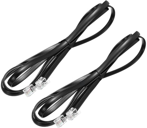 sourcing map Confezione da 2 cavi telefonici da 1,5 m, RJ12 6P6C, da maschio a maschio, dritto, per casa, ufficio, nero