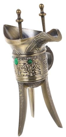 OUNONA Copa Clásica de Metal Superficie Lisa y Diseño Vintage, Taza Artesanal para Adorno del Hogar y Reuniones Amigos, Estilo Simple y Elegante