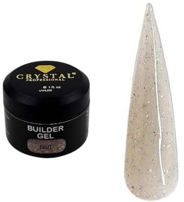 Builder Gel 15 ml | Gelnägel Aufbaugel mit selbstglättender, mittelviskoser Textur | Nail Builder für zuverlässige Verstärkung und formstabile Modellage | Aufbaugel für Nägel | Beiger Glitzer 008