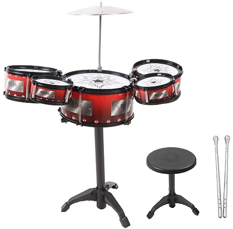 Musikinstrument Bass Drum Set Percussion Tragbares Rock -Jazz -Drum -Kit für Anfänger Kinder Kinder ABS PVC ROWDY Drum Stand Drumsticks Cymbal
