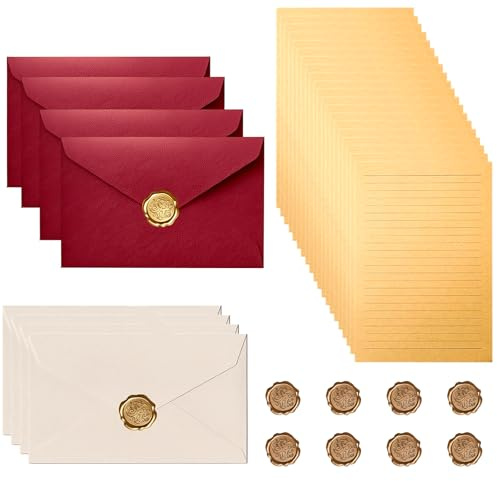 36 Stücks Liebesbrief Set, Vintage Briefpapier mit Umschlag, Romantisches Briefpapier Liniert, Geeignet als Hochzeitseinladungen und Jubiläumsbriefe