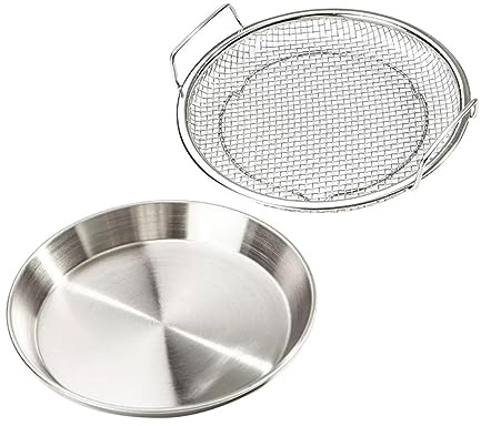 WEKADRIN Vassoio per Olio da Frittura in Acciaio Inossidabile 20cm Doppia Maniglia Contenitore Versatile e Sicuro per Scolare Fritti e Servire Snack