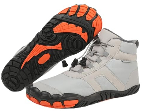 Zapatillas Barefoot de Invierno Térmicas para Hombre/Mujer – Calientes, Antideslizantes – Ideales para Senderismo, Excursiones y Deportes al Aire Libre - Gris 42 EU
