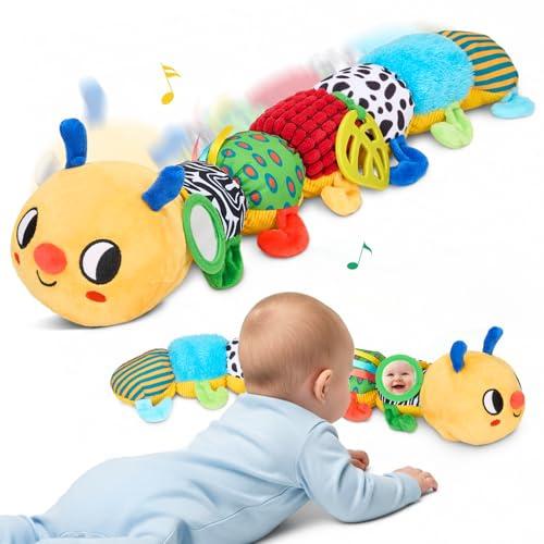 JoyCat Baby Toys 0-18 Months, Musical Bouncing Sensory Caterpillar Toy | 38 songs and recording feature encourages sensory play, tummy time and baby exploration