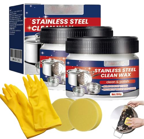 Kit di rimozione graffi in acciaio inossidabile per elettrodomestici, pasta multiuso per rimuovere i graffi in acciaio inox, kit di riparazione per forno, lavello, frigorifero e pentole, pulisce il