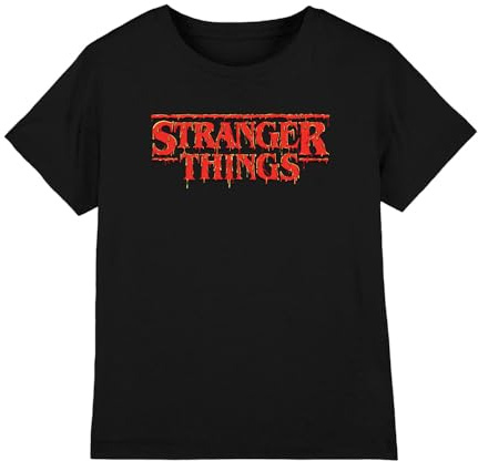 Stranger Things Röd Drip Logo Kids T-tröja, svart, 9-11