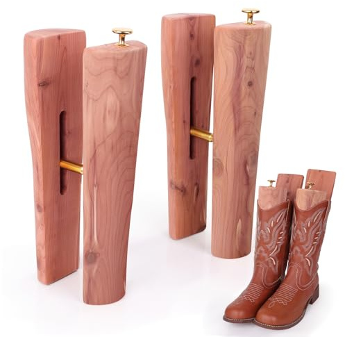 ZAMQIU Cedar Boot Tree Shaft Shaper,Smooth Finish Wood Tall Boot Inserts Shape Holders,Premium Cedar Cowboy Boos Tree Stand for Men & Women,Reduce Creases & Sagging,1 Pair - 12 Inch