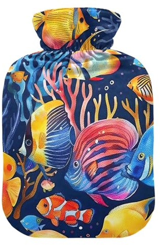 Bolsa de agua caliente con cubierta suave para calentar los pies con cubierta suave, bolsa de agua caliente para comprimir caliente y fría, pequeña