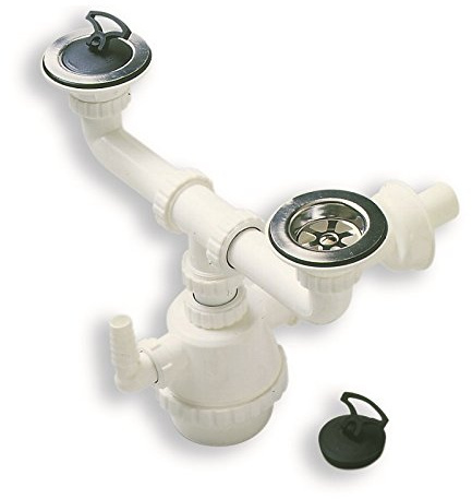 Acquastilla 112387 Sifone Due Vie con Piletta e Scarico