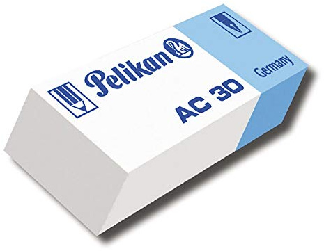 Pelikan 606079 Gomme da Cancellare, Colore Blu, Gomma AC 30 Bianca, Adatta per Disegno Tecnico e Scolastico, per Matita e Inchiostro, Confezione da 30 Pezzi,