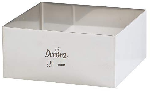 Decora 0063783 TORTENRING QUADRATISCH AUS EDELSTAHL 26 X 26 X H 4,5 CM