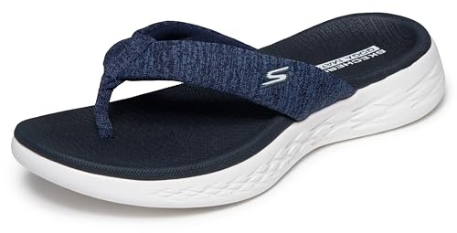 Skechers dam go 600-15304 Flip-Flop, Marinblå och vit, Small