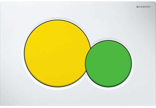 Geberit Placca di azionamento Sigma01 placca di azionamento per 2-Flush (Samba Nuovo), colorazione: Pulsante Bianco, Giallo/Verde - 115.770.LA.5