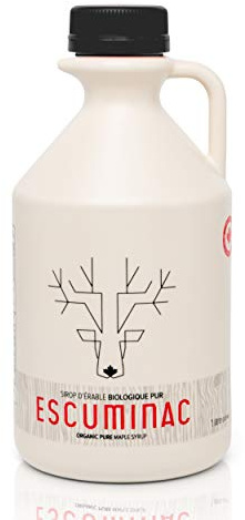 Escuminac Sirop d’Érable Récolte Tardive Bio 1 L | Format familial avec sirop d’érable Grade A du Canada au goût intense.