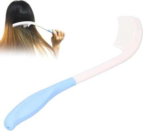 YUYTE Peignes à Cheveux Longs, Brosse à Cheveux Peigne à Poignées Incurvées Brosse Long Manche,Peigne Long à Manche Antidérapant pour Personnes âgées Handicapées à la Main