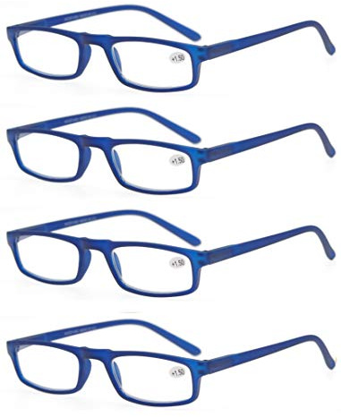 MODFANS 4 Pack Lesebrille Herren/Damen,Gute Brillen,Hochwertig,Komfortabel,Rechteckig,Super Lesehilfe,fur Manner und Frauen