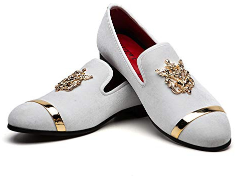 JITAI Mocassini Eleganti da Uomo Moda Scarpe Casual Scarpe Eleganti da Uomo, Bianco 08, 45 EU (12 UK)