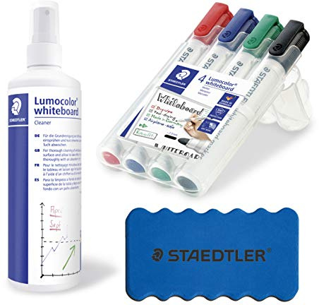 Staedtler Whiteboardmarker Lumocolor Rundspitze (1, Whiteboardmarker + Reinigungsspray Löscher)
