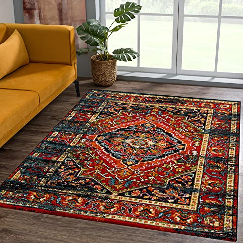 SANAT Teppich Vintage - Modern Teppiche für Wohnzimmer, Kurzflor Teppich in Mehrfarbig, Öko-Tex 100 Zertifiziert, Größe: 200x290 cm