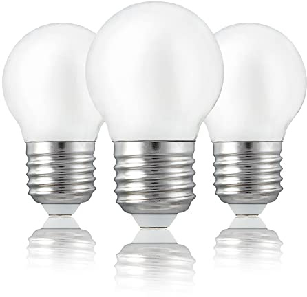 hellum LED Birnen E27, Glühbirne E27 Warmweiß mit 4,5 Watt Mini Globe Ersatz für 40W Glühlampen 470 Lumen 2700 Kelvin, Lampe für LED Beleuchtung matt 3 Stück 209211