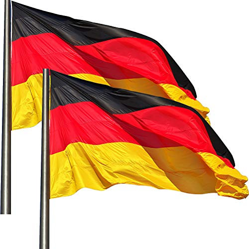 KliKil Deutschland-Flagge - 2 pack Deutsche Fahnen aus nautischem Polyester super resistent gegen Wind und Regen 150x90 cm Premium Version 2024 für Balkon, Outdoor und Garten. German Flag