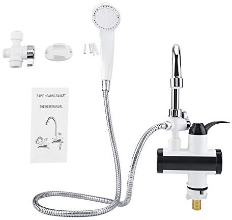Robinet Eau Chaude Instantanee Robinet Douche Eau Electrique Instantané Robinet De Chauffe-Eau Instantané, Robinet D'Eau Chaude Électrique, Avec Affichage de la température + pomme de douche 220V