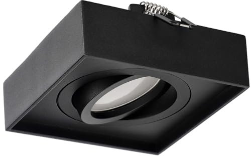 EDO Recessed Ceiling Spot PALLAD 1 MINI Square Ceiling Spotlight Downlight GU10 Black Spot Ceiling Light Spotlight Recessed Lamp Adjustable Spot Aluminium Living Room Kitchen Bedroom