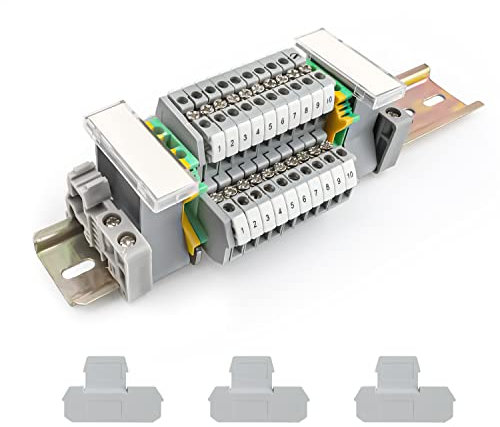 WJUAN DIN Rail Connection Block Kit UK/ MBKK2.5 DIN Rail Terminal Blocks, Connector Strip, Terminal Block Through Terminal Kit