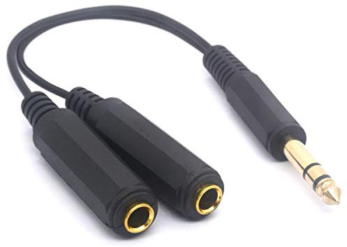 PIIHUSW 1/4 Inch Headphone Splitter, 6.35mm(1/4) TRS Mono Stereo Plug Male to Dual 6.35mm(1/4) TRS Female Cable 20cm/8inch