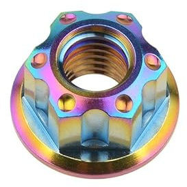 Cfty Sicherungsmutter Titan-Hex-Flanschmuttern Ti M6 M8 M10 M12 M14 M16 Nussschrauben Bolzen for Motorrad Fahrrad Fahrrad Zubehör Fahrrad(Rainbow,M8)
