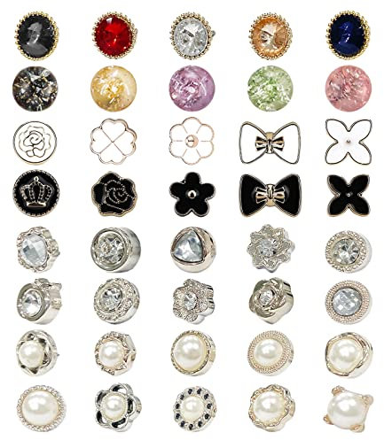 VIKSAUN 40 Stücke Brosche Knöpfe, Damen Hemd, Damen Sicherheit, Verhindern Versehentliche Exposition für Frauen Mädchen Kleid Dekoration