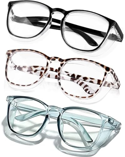 SQIMZAR 3 PCS Safety Glasses Goggles For Women Nurses Protective Eyewear,Anti Fog Safety Goggles