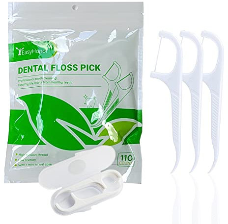Dental Floss Picks,Easyhonor Dental Flossers,Floss Sticks,Tooth Floss,Dental Sticks,Dental Picks Disposable,Teeth Flossers Picks, and 1 Travel Floss Cases.(Total 110 Packs)