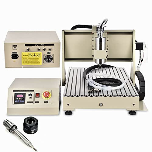 WSIKGHU CNC Engraving Machine, 3 Axis 3D CNC Router Engraving Machine 1.5KW VFD 6040 USB Engraving Machine USB 3 Axis CNC 6040 Metal Router Engraving Machine Drill Milling Engraver