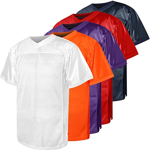 Ayoubaus Blank Football Jersey,90s Hip Hop Sports Mesh Practice Plain Football Shirt(White, XX-Large)
