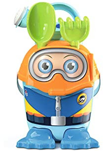 Taucher Eimergarnitur, Sandspielzeug, 7 Teile, Eimer, Sieb, 2X Sandform, Schaufel, Rechen, Gießer, 16cm, D:15cm, ab 10 Monate