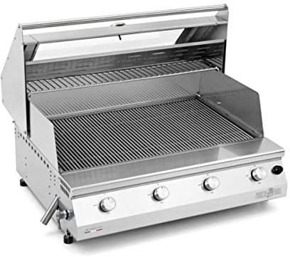 Barbecue à gaz Planète Grill avec grille en acier inoxydable, couvercle et thermomètre, 4 brûleurs de 4 kw, allumage piézoélectrique et grande plaque de cuisson 750 x 450 mm