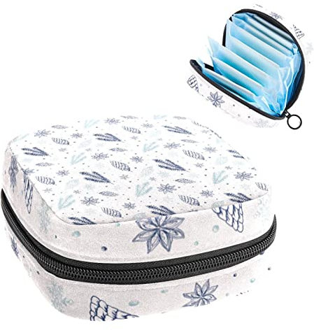 Period Pouch Portable Tampon Storage Bag,Tampon Holder for Purse Feminine Product Organizer,Winter Pine Tree Branch-01