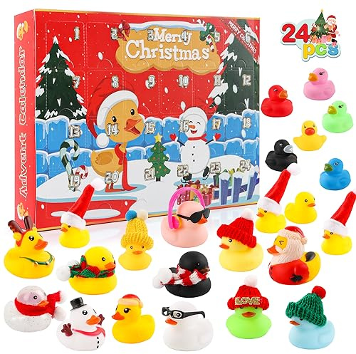 JOFONY Advent Calendar 2025 Kids, Christmas Countdown Calendar Rubber Duck Bath Toys 24 Days 2025 Christmas Xmas Gifts for Kids