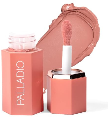 Palladio Liquid Blush for Cheeks & Lips 2-in-1 Makeup Face Blush, Weightless Cream Formula, Smudge Proof Long-Wearing Pigmented Blush, Natural Look Makeup Face Blushes, Dewy Finish, Rose Cloud