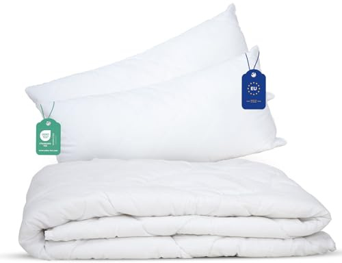 livessa Bettdecke 200x220cm mit 2er Set Kissen 40x80cm - Ideal für Ganzjahreszeiten mit 300 g/m² Füllung, 4 Jahreszeiten Bettdecken 200x220cm, Oeko-Tex Zertifiziert, weich und atmungsaktiv